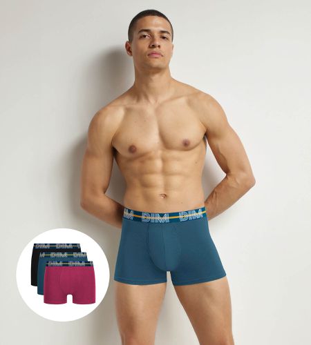 Lot de 3 boxers coton stretch à ceinture 3D Noir Bleu Rouge Powerful - DIM - Modalova