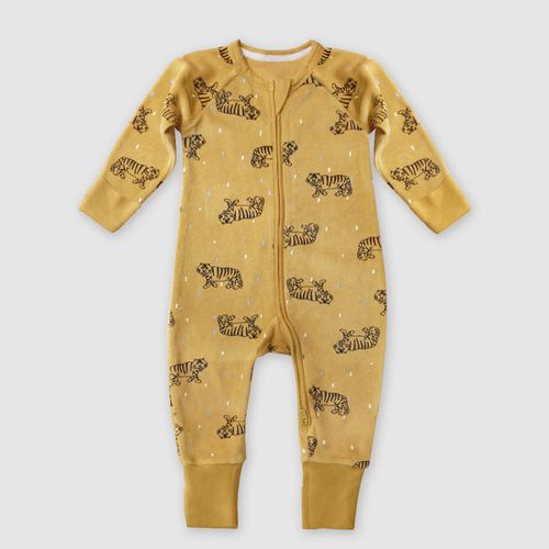 Pyjama bébé velours à zip double sens motif Tigre Jaune baby - DIM - Modalova