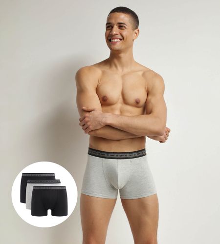 Lot de 3 boxers en coton bio Noir Gris Good - DIM - Modalova