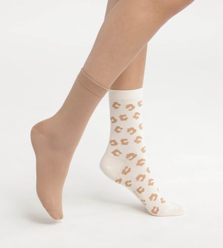 Lot de 2 paires de chaussettes à fleurs Crème Bambou - DIM - Modalova