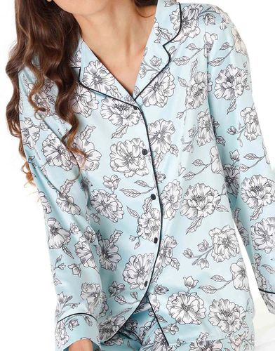 Pyjama long en satin, bleu azur - DIM - Modalova