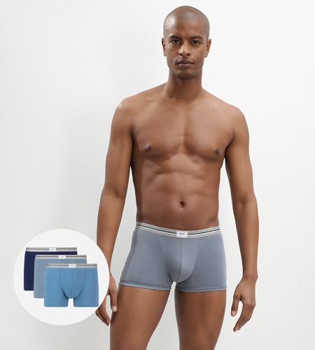 Lot de 3 boxers gris acier noir coton stretch résistant Ultra Resist - DIM - Modalova