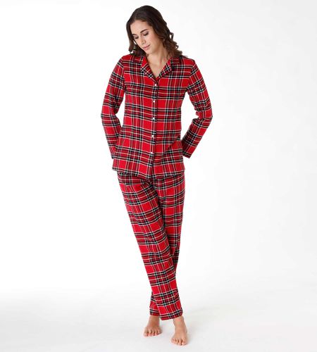 Pyjama long en flanelle, tartan rouge - DIM - Modalova