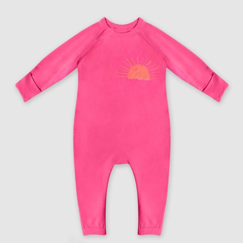 Pyjama bébé zippé en coton bio rose imprimé soleil cœur Baby - DIM - Modalova
