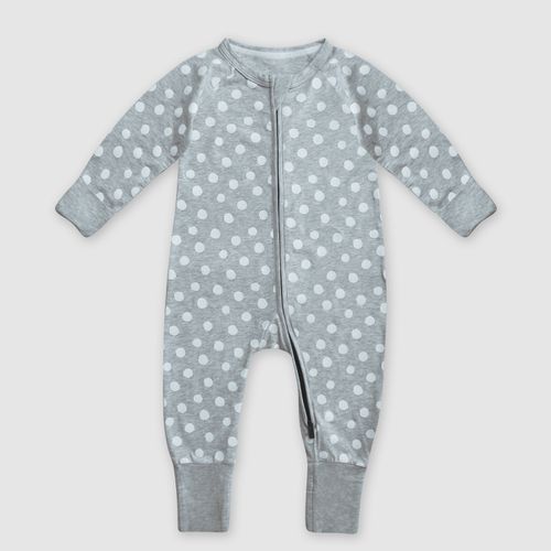 Pyjama bébé zippé en coton stretch gris imprimé pois blanc Baby - DIM - Modalova