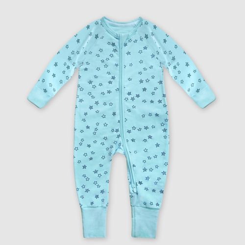 Pyjama bébé zippé coton stretch bleu clair imprimé pluie d'étoile Baby - DIM - Modalova
