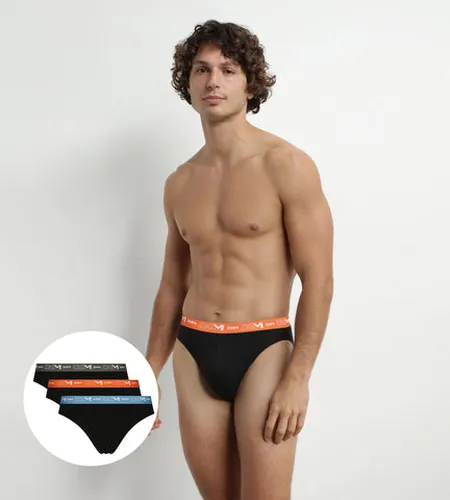 Lot de 3 slips à ceinture Orange Vert Coton Stretch - DIM - Modalova