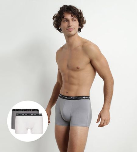 Lot de 2 Boxers Blanc ceinture contrastée Coton Stretch - DIM - Modalova