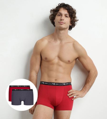 Lot de 2 Boxers Gris ceinture contrastée Coton Stretch - DIM - Modalova