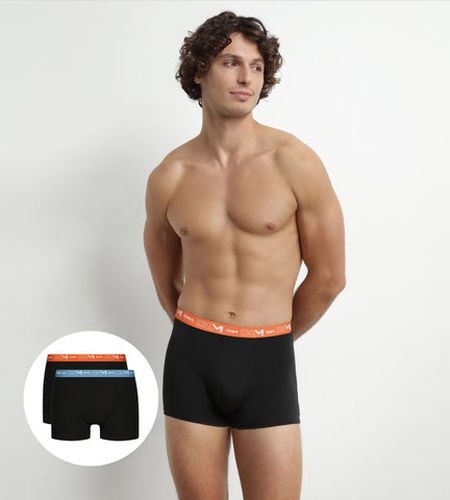 Lot de 2 Boxers à ceinture Bleu et Orange Coton Stretch - DIM - Modalova