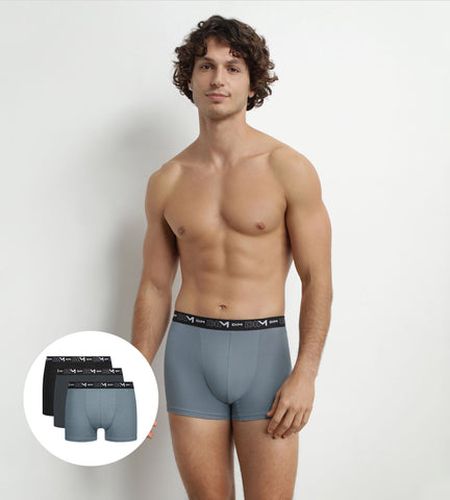 Lot de 3 Boxers Noir ceinture contrastée Coton Stretch - Masculin - Taille 3 - DIM - Modalova