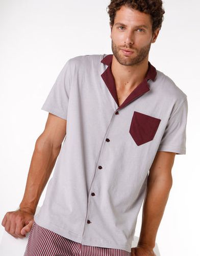 Pyjama court en 100 % coton, et bordeaux - Masculin - Taille M - DIM - Modalova