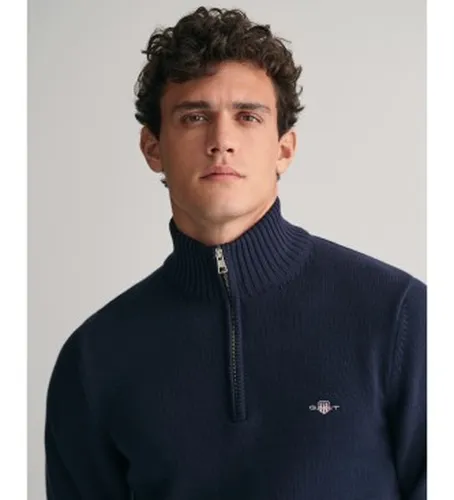 Pull en coton semi-zippé Casual (S), Casuel, Manche longue, Marine - Gant - Modalova