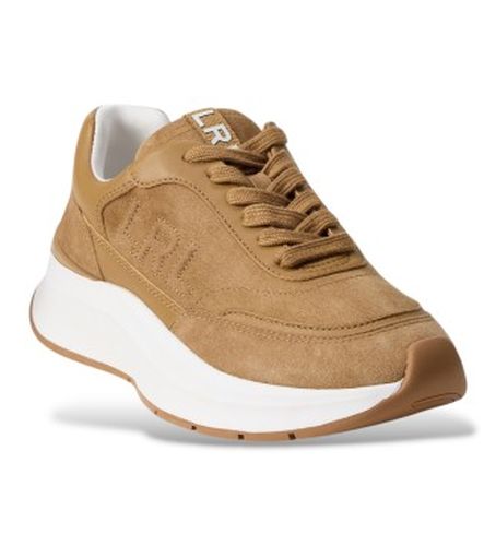 P18468001 Chaussures de sport Franky en daim de mouton et cuir camel (38), Beige, Plat, 3 à 5 cm, Lacets - Lauren Ralph Lauren - Modalova