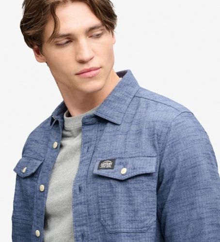 M4011186A Chemise Herringbone Workwear bleue (XL), Casuel, Coton, Manche longue - Superdry - Modalova