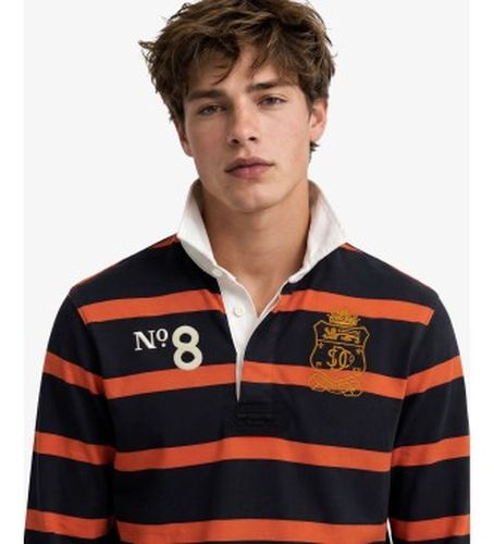 M1110483A Polo rugby Double Emblem Stripe orange, (M), Casuel, Coton, Manche longue - Superdry - Modalova