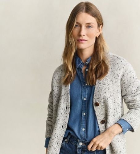 Cardigan en mélange de laine avec neps (M), Beige, Casuel - Gant - Modalova