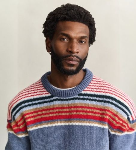 Pull col rond multirayé multicolore (S), Casuel, Laine - Gant - Modalova