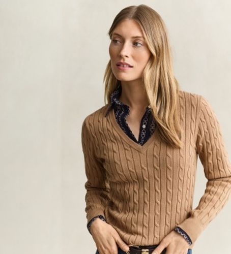 Pull en tricot à torsades (S), Beige, Casuel, Coton, Classique, Manche longue - Gant - Modalova