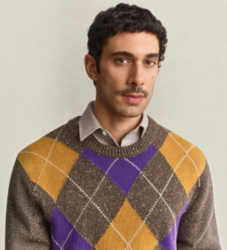 Pull à losanges marron (S), Casuel, Laine Recycle - Gant - Modalova