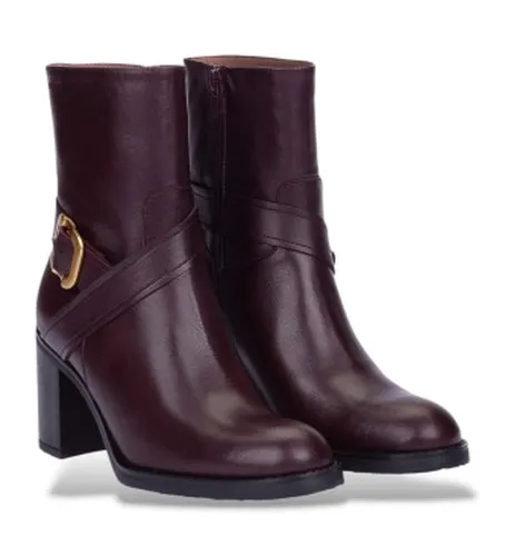 I-9222 Bottines en Cuir Alice (36), 3 à 5 cm, Fermeture éclair, Casuel, Grenat - Wonders - Modalova