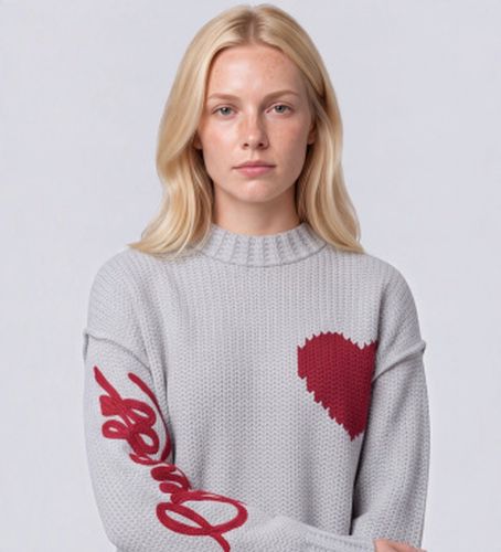 W6BR71Z1754 Pull Anita avec c?ur (XS), Casuel, Acrylique, Manche longue - Guess - Modalova