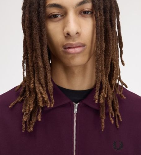M2426 Sweat à col avec demi-fermeture éclair (S), Casuel, Grenat, Coton - Fred Perry - Modalova