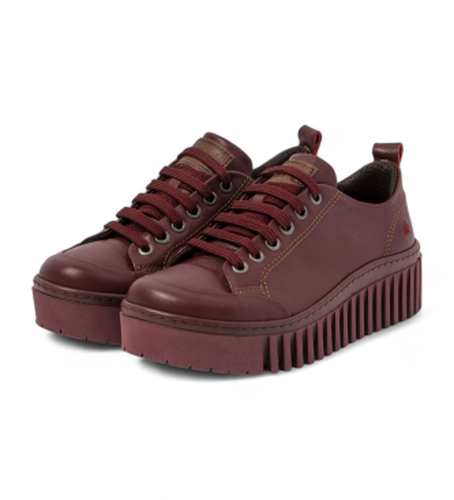 Baskets Brighton en cuir marron (37), 3 à 5 cm, Lacets, Casuel, Grenat - ART - Modalova