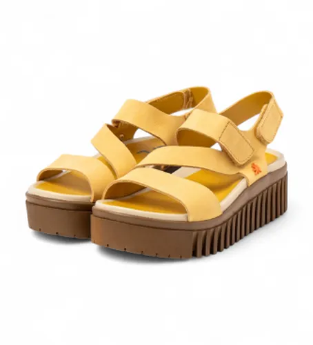 GB003_0MU Sandales en cuir 1573 Brighton (36), 3 à 5 cm, Velcro, Casuel, Jaune - ART - Modalova