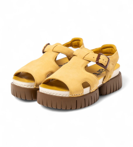 GB003_0MU Sandales en cuir 1882 Madeira (36), 5 à 8 cm, Boucle, Casuel, Jaune - ART - Modalova