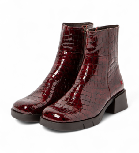 Bottines en cuir 1284 Warsaw (37), 3 à 5 cm, Fermeture éclair, Casuel, Grenat - ART - Modalova