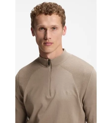 Pull tricoté en coton mélangé marron (S), Casuel, Manche longue - Boss - Modalova