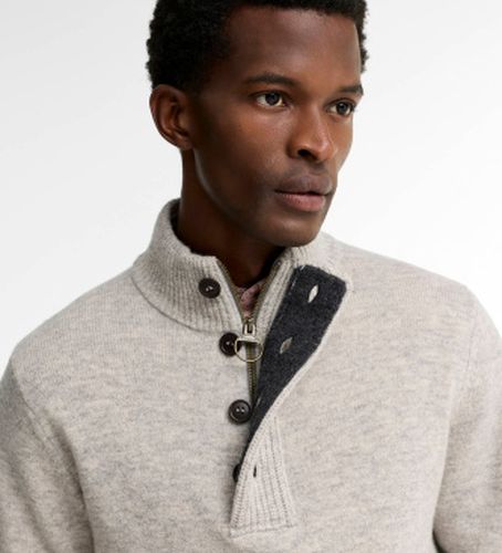 MKN0585 Pull essentiel avec coudières en cuir (M), Casuel, Laine - Barbour - Modalova