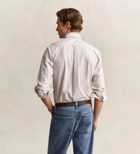 Chemise Oxford Regular Fit rayures (M), Casuel, Coton, Classique, Manche longue, Taupe - Gant - Modalova