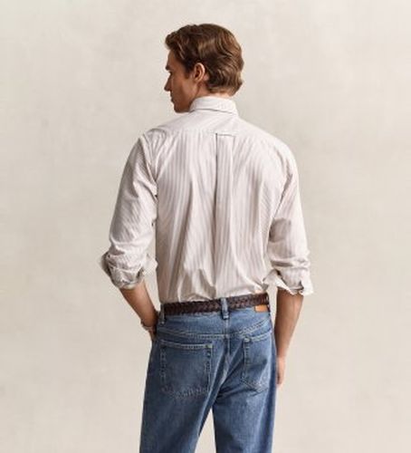 Chemise Oxford Regular Fit rayures (S), Casuel, Coton, Classique, Manche longue, Taupe - Gant - Modalova