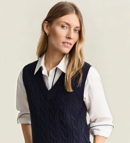 Gilet en tricot torsadé (S), Casuel, Laine, Classique - Gant - Modalova
