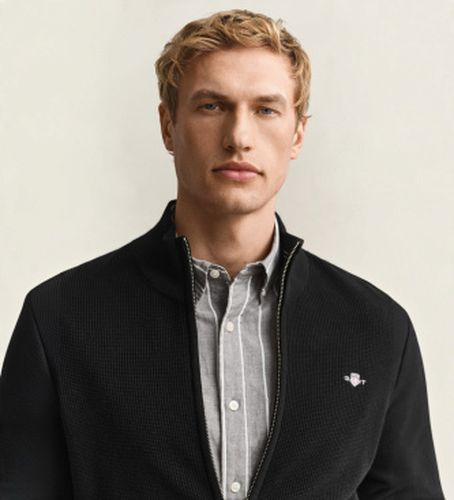 Cardigan en coton texturé avec fermeture éclair (M), Casuel, Classique, Le coton biologique - Gant - Modalova