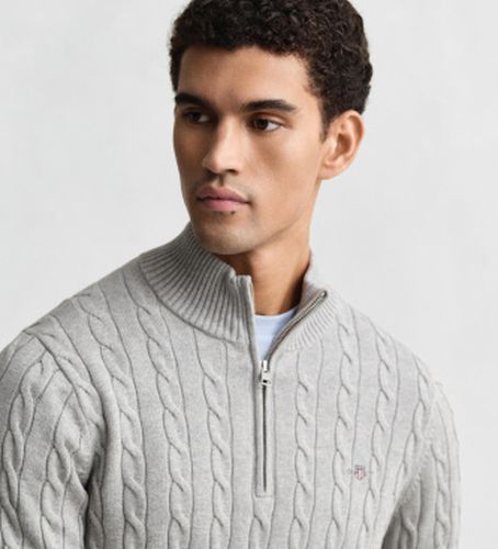 Pull en tricot torsadé demi-zippé (S), Casuel, Le coton biologique - Gant - Modalova