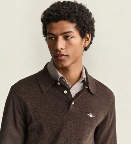 Pull col polo en laine marron (S), Casuel, Manche longue - Gant - Modalova