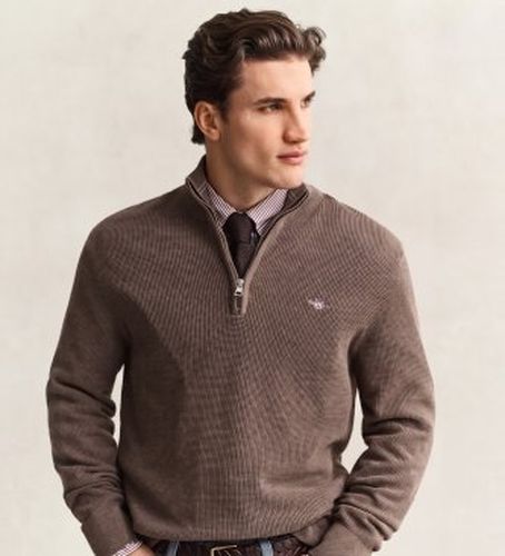Pull en coton avec demi-fermeture éclair et texture (S), Casuel - Gant - Modalova