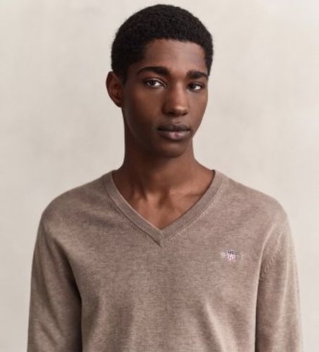 Pull en coton avec col en V (S), Marron, Casuel - Gant - Modalova