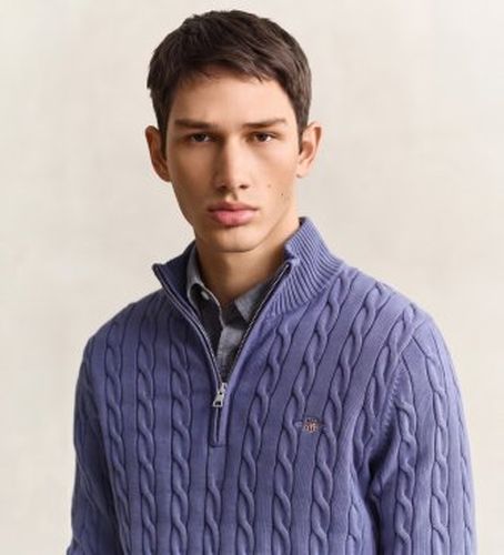 Pull en maille torsadée avec demi-fermeture éclair clair (S), Casuel, Coton, Classique, Manche longue - Gant - Modalova