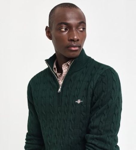 Pull en tricot à torsades avec demi-fermeture éclair (S), Casuel, Coton - Gant - Modalova