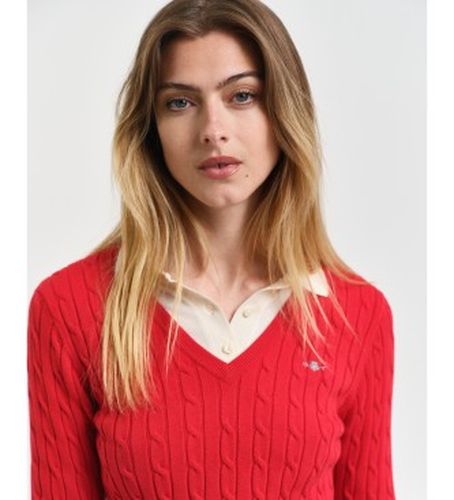 Pull en tricot avec col en pointe en coton extensible (L), Casuel - Gant - Modalova