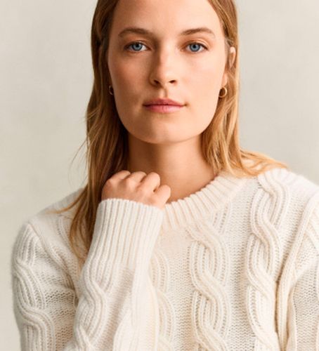 Pull en tricot torsadé en mélange de laine crème (S), Casuel, Classique - Gant - Modalova