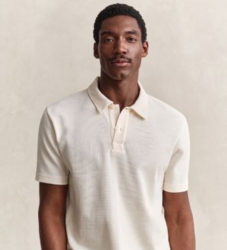 Polo texturé nid d'abeille crème (M), Casuel, Coton, Manche courte - Gant - Modalova