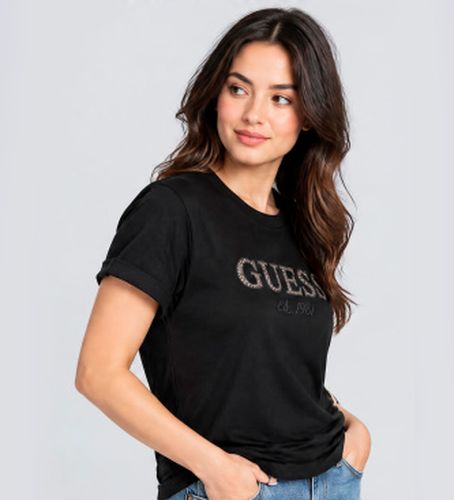 W6BI22K6042 T-shirt léopard avec logo lurex (S), Casuel, Coton, Manche courte - Guess - Modalova