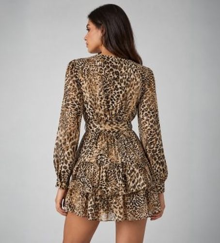 W6BK42W4225 Robe Clarisse évasée avec ceinture marron (S), Casuel, , Polyamide, Manche longue - Guess - Modalova