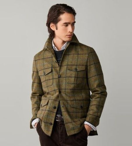 HM4400227 Veste Green Tattersall (36/32), Casuel, Laine, Classique - Hackett London - Modalova