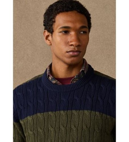 HM7000291 Pull en maille torsadée marine, vert (S), Casuel, Coton - Hackett London - Modalova